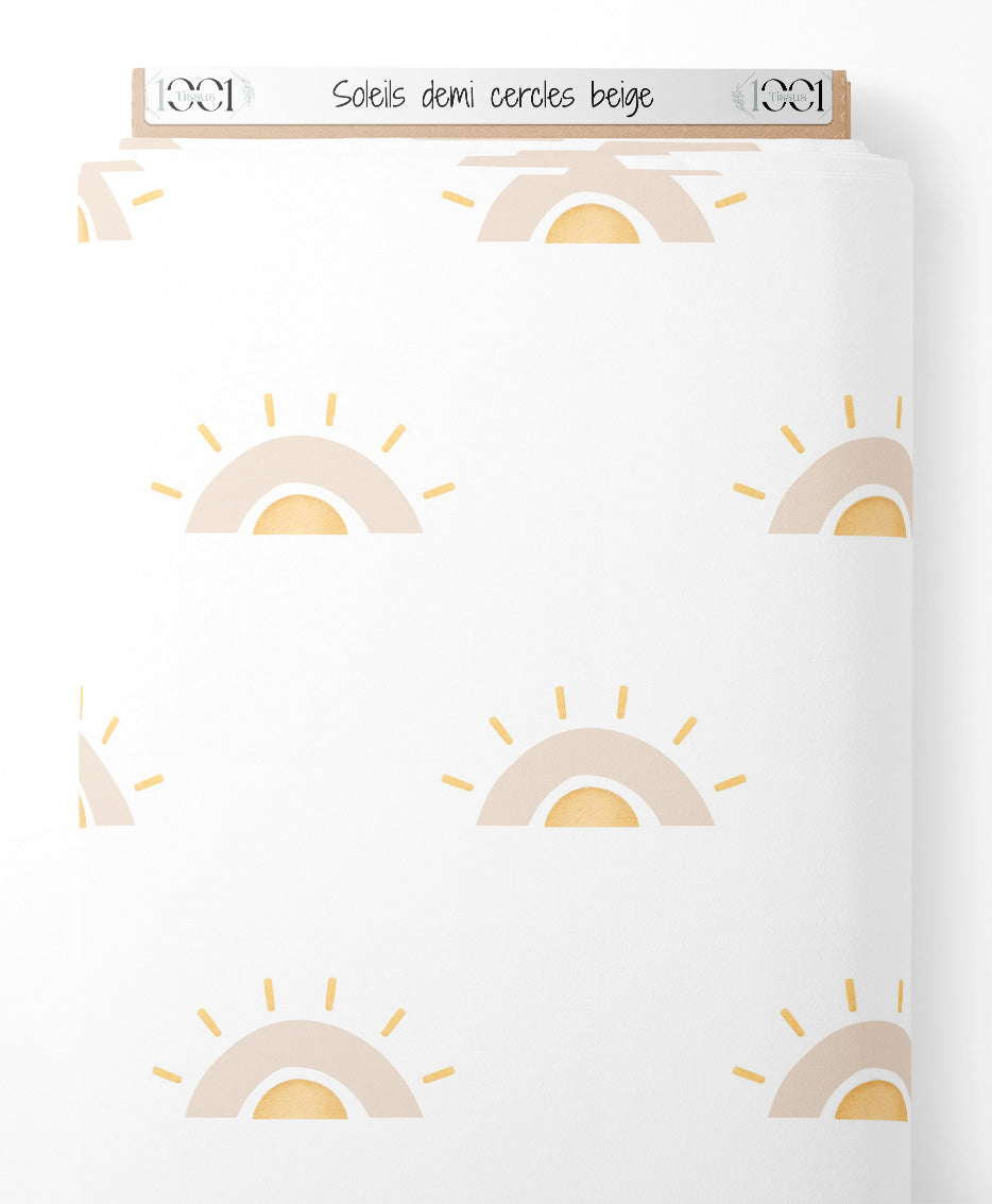 Tissu - Soleils demi-cercles beige
