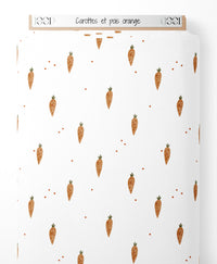 Tissu - Carottes et pois orange
