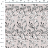 Tissu - Fleurs noires sur beige