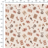 Tissu - Ours gris et cadeaux festifs