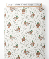 Tissu - Canards et herbes sauvages