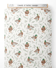 Tissu - Canards et herbes sauvages