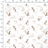 Tissu - Animaux ailés sur croissants