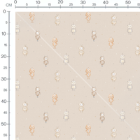 Tissu - Robots pastel sur fond beige