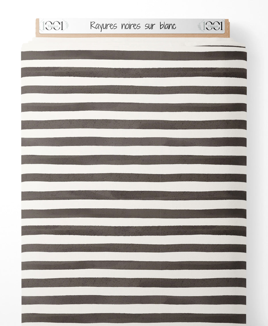 Tissu - Rayures noires sur blanc