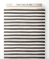 Tissu - Rayures noires sur blanc