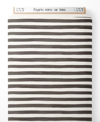Tissu - Rayures noires sur blanc