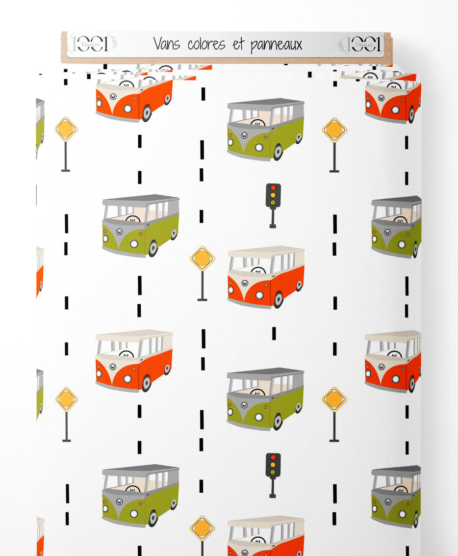 Tissu - Vans colorés et panneaux