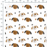 Tissu - Chiots sur fond blanc