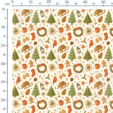 Tissu - Ambiance festive crème