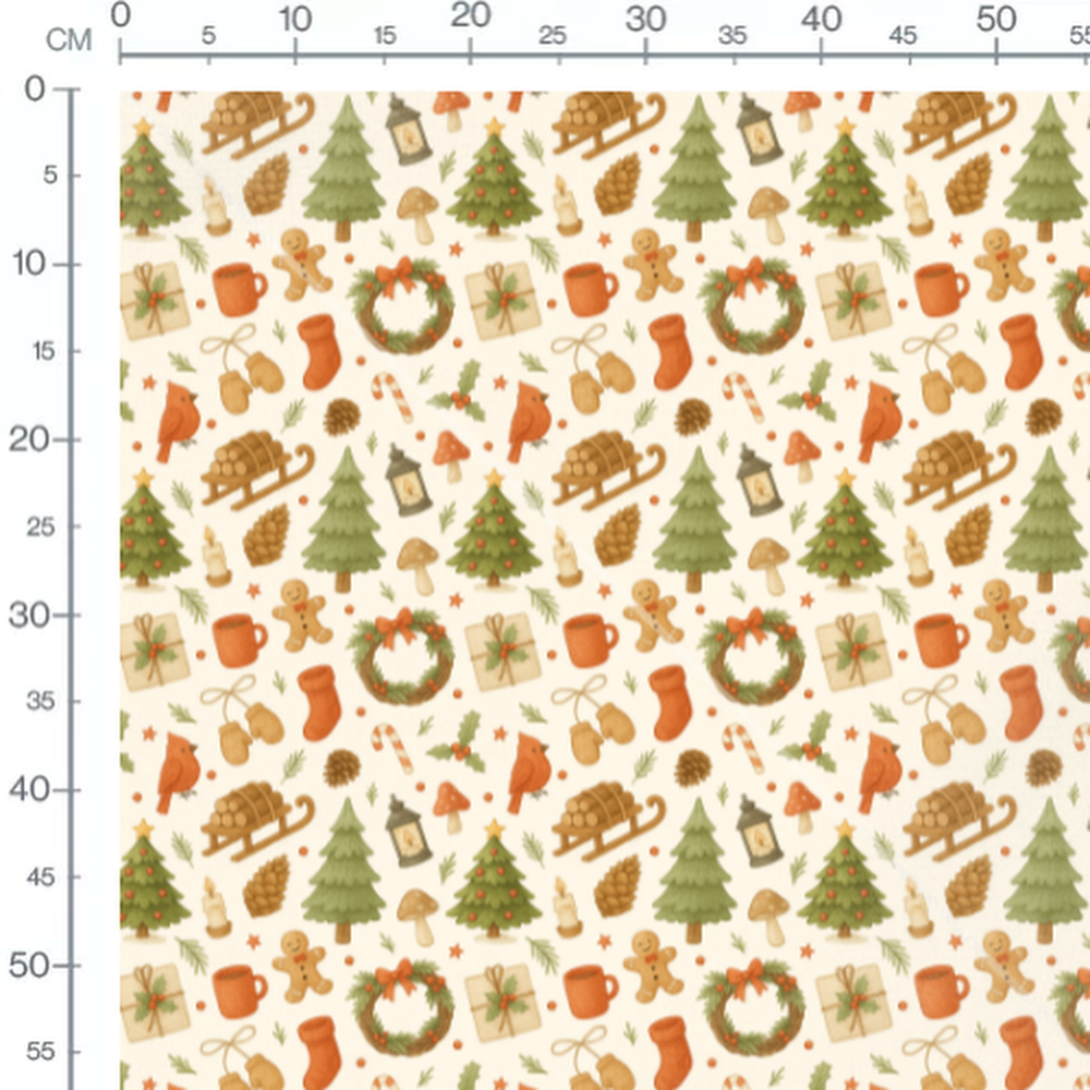 Tissu - Feuilles et étoiles automnales