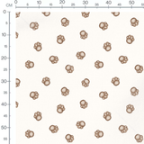 Tissu - Empreintes marron sur blanc