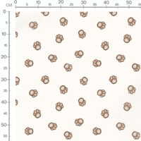 Tissu - Empreintes marron sur blanc