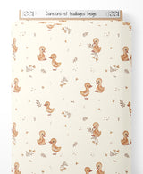 Tissu - Canetons et feuillages beige