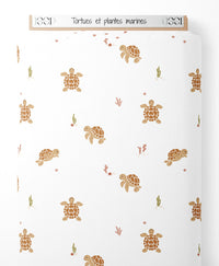 Tissu - Tortues et plantes marines