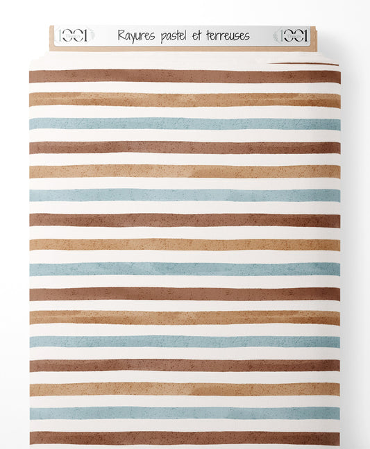 Tissu - Rayures pastel et terreuses