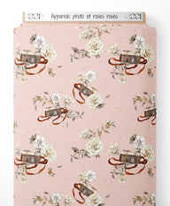 Tissu - Appareils photo et roses roses