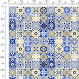 Tissu - Carreaux géométriques floraux