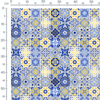 Tissu - Carreaux géométriques floraux