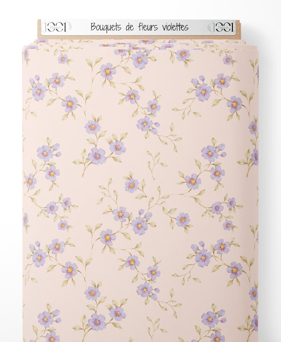 Tissu - Bouquets de fleurs violettes
