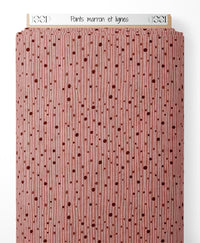 Tissu - Points marron et lignes