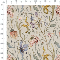 Tissu - Fleurs pastel sur fond beige