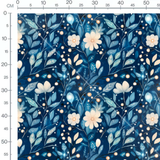 Tissu - feuillage bleu nuit