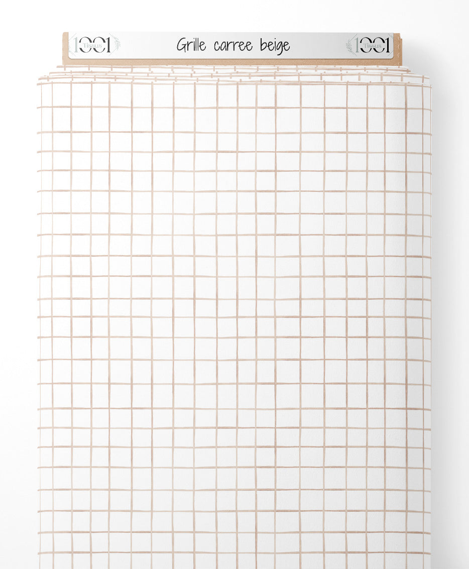 Tissu - Grille carrée beige