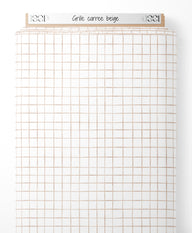 Tissu - Grille carrée beige