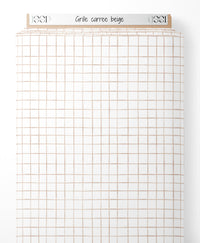 Tissu - Grille carrée beige