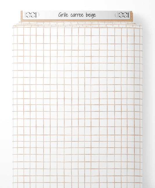 Tissu - Grille carrée beige