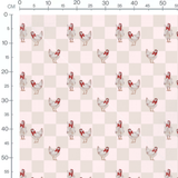Tissu - Poules avec nœuds rouges