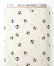 Tissu - Ballons de football aquarelle