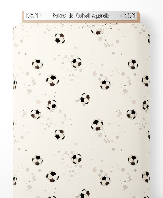 Tissu - Ballons de football aquarelle