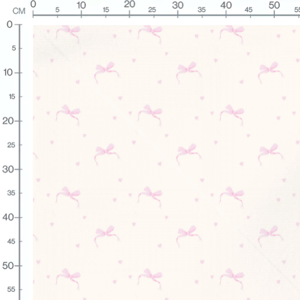 Tissu - Nœuds roses sur fond crème