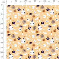 Tissu - Motifs Halloween chat et citrouille