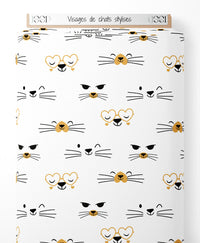 Tissu - Visages de chats stylisés