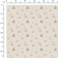 Tissu - Animaux forestiers colorés 3