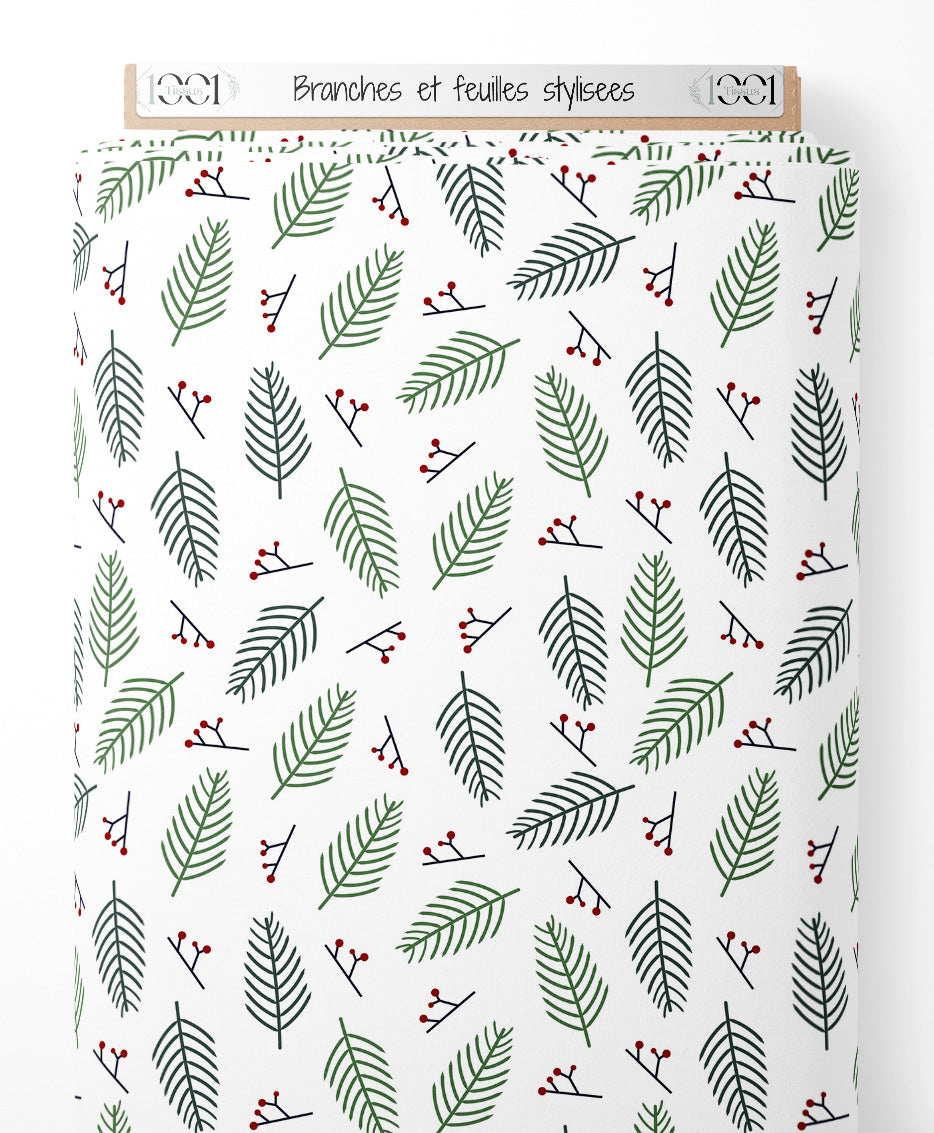 Tissu - Branches et feuilles stylisées