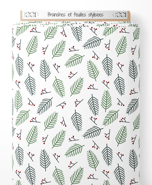 Tissu - Branches et feuilles stylisées