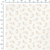 Tissu - Lapins beige et nœuds bleus
