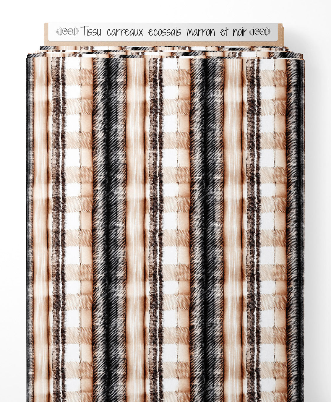 Tissu - carreaux ecossais marron et noir