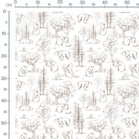 Tissu - Ours marron et arbres clairs