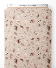 Tissu - Coquillages variés beige