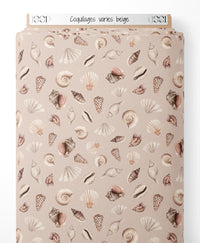 Tissu - Coquillages variés beige