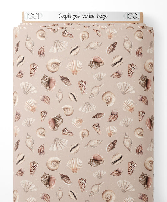 Tissu - Coquillages variés beige