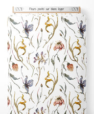 Tissu - Fleurs pastel sur blanc léger