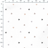 Tissu - Cœurs gris et beige pastel