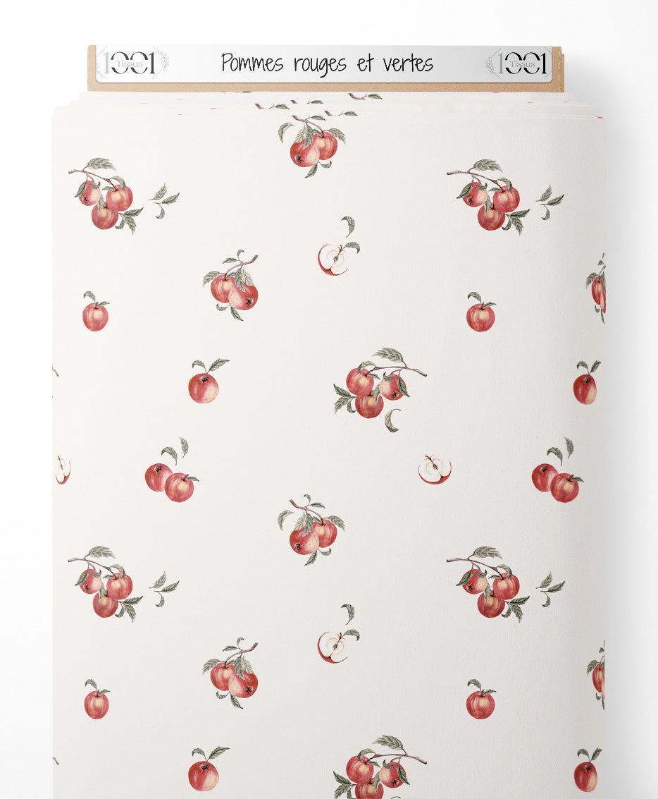 Tissu - Pommes rouges et vertes