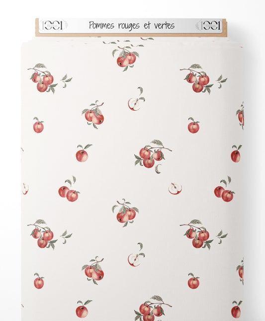 Tissu - Pommes rouges et vertes